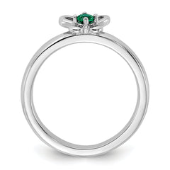 Sterling Silver Stackable Expressions Created Emerald Ring - Sophia Jewelers