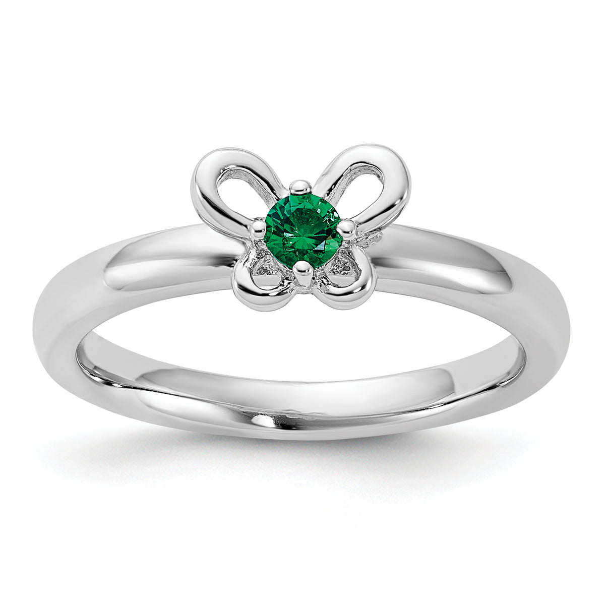 Sterling Silver Stackable Expressions Created Emerald Ring - Sophia Jewelers