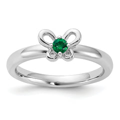 Sterling Silver Stackable Expressions Created Emerald Ring - Sophia Jewelers