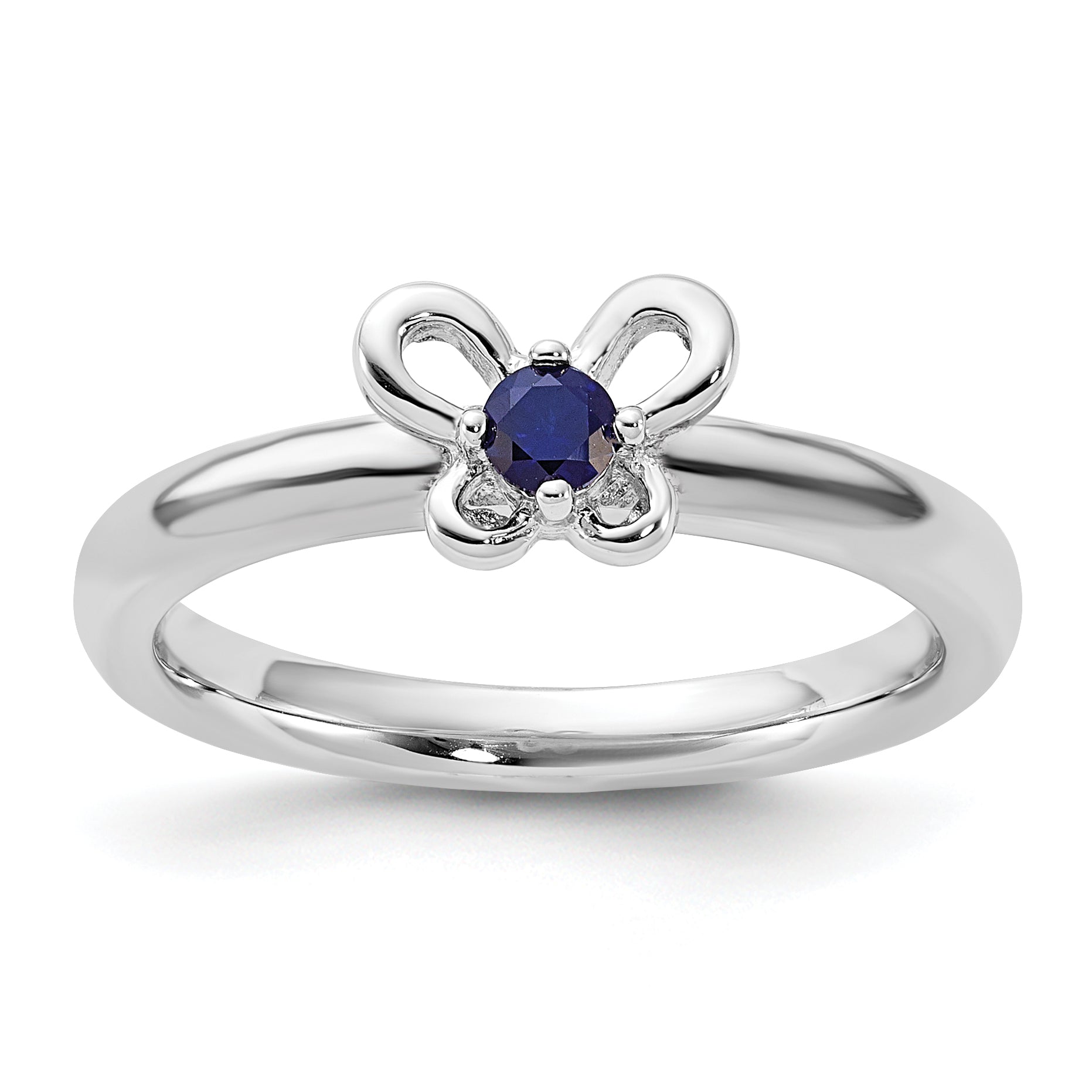 Sterling Silver Stackable Expressions Created Sapphire Ring - Sophia Jewelers