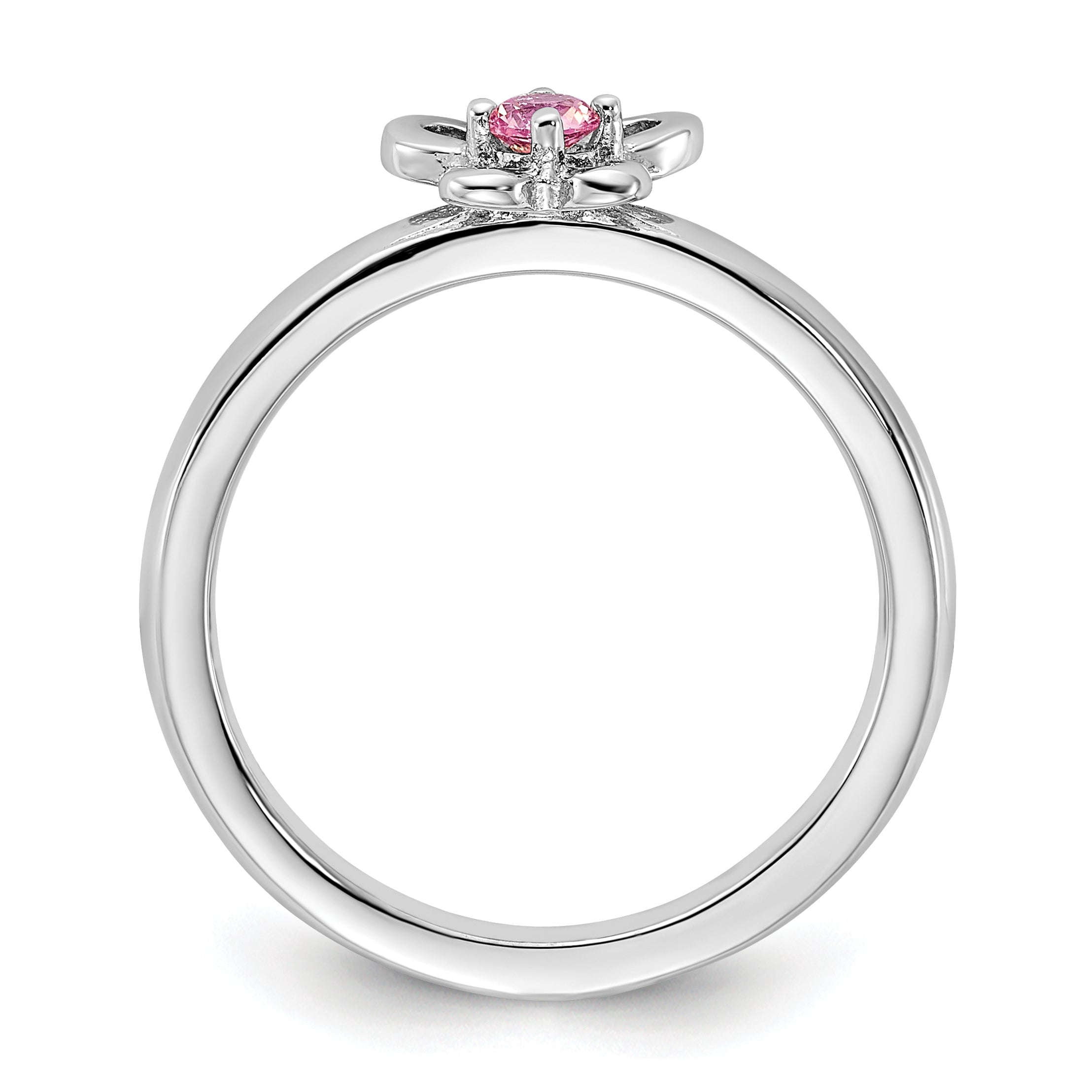 Sterling Silver Stackable Expressions Created Pink Sapphire Ring - Sophia Jewelers