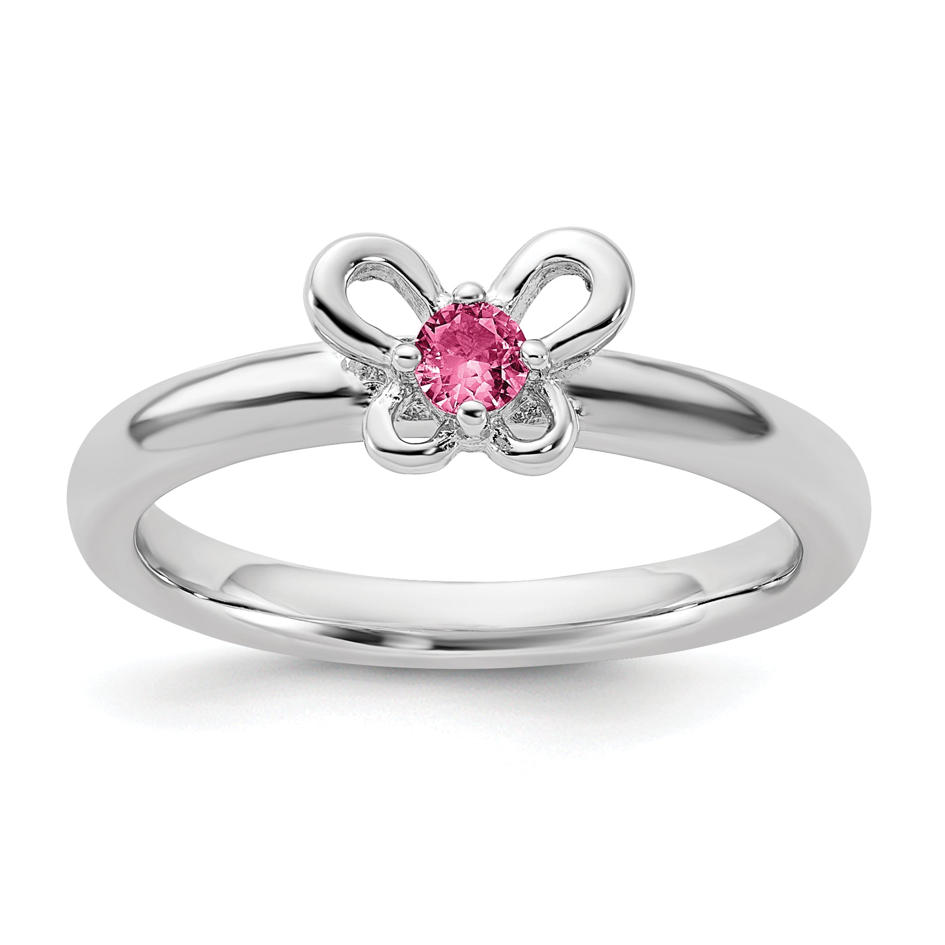 Sterling Silver Stackable Expressions Created Pink Sapphire Ring - Sophia Jewelers