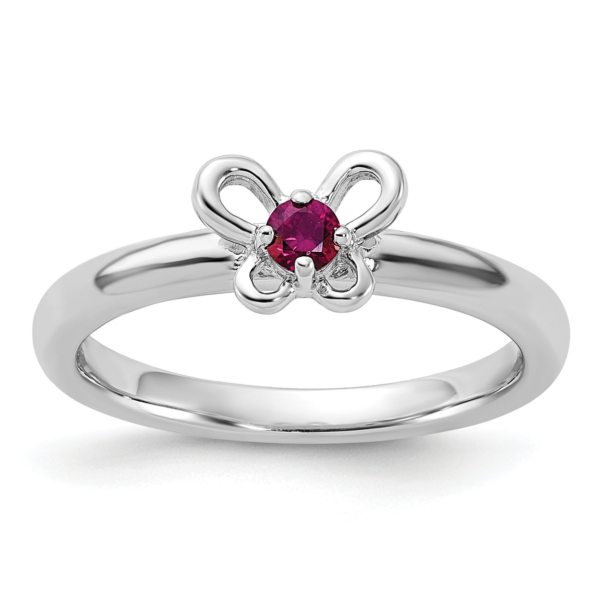 Sterling Silver Stackable Expressions Created Ruby Ring - Sophia Jewelers