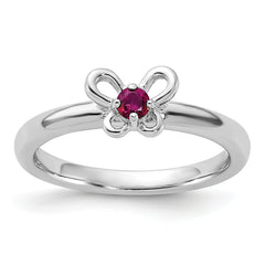 Sterling Silver Stackable Expressions Created Ruby Ring - Sophia Jewelers