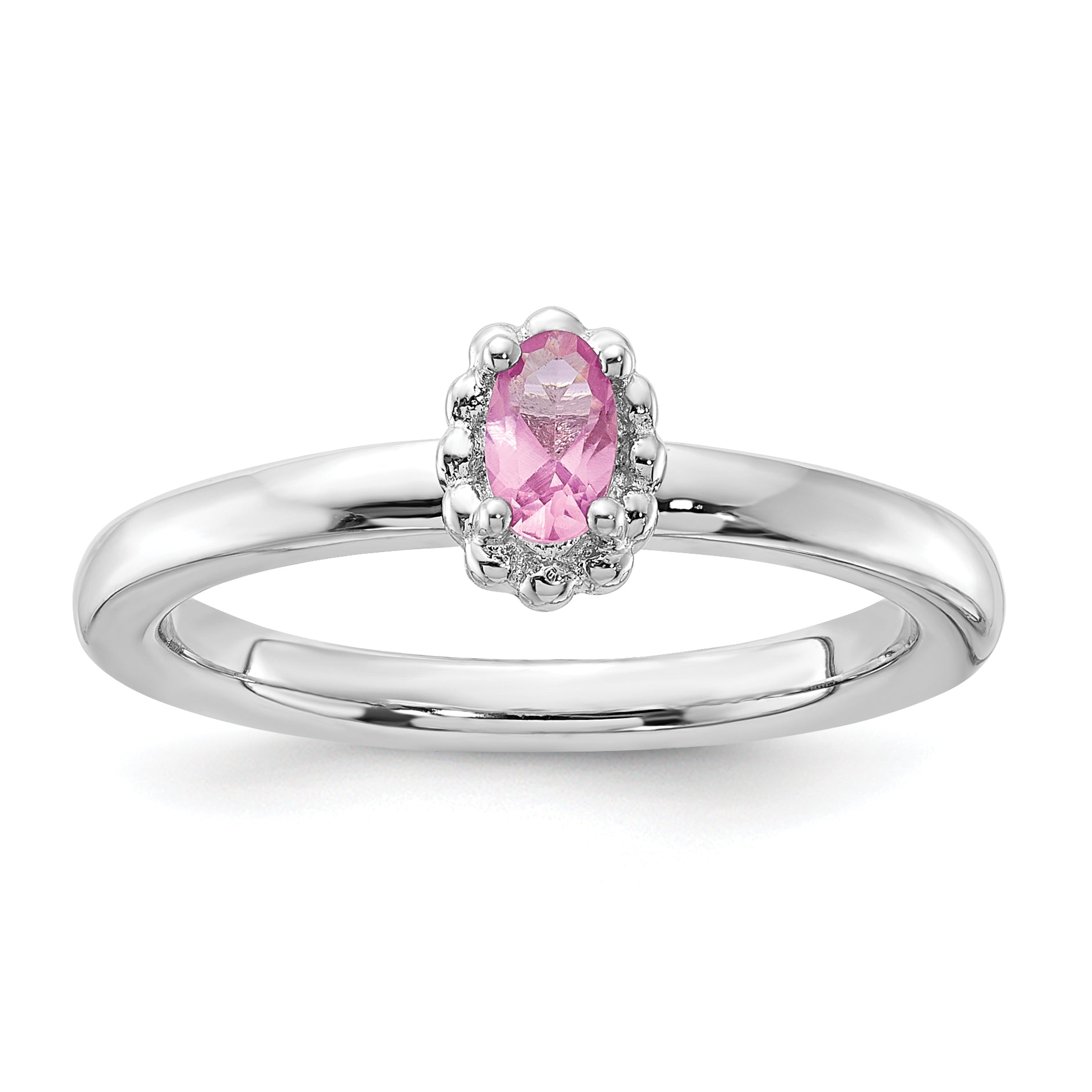 Sterling Silver Stackable Expressions Created Pink Sapphire Ring - Sophia Jewelers