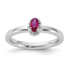 Sterling Silver Stackable Expressions Created Ruby Ring - Sophia Jewelers