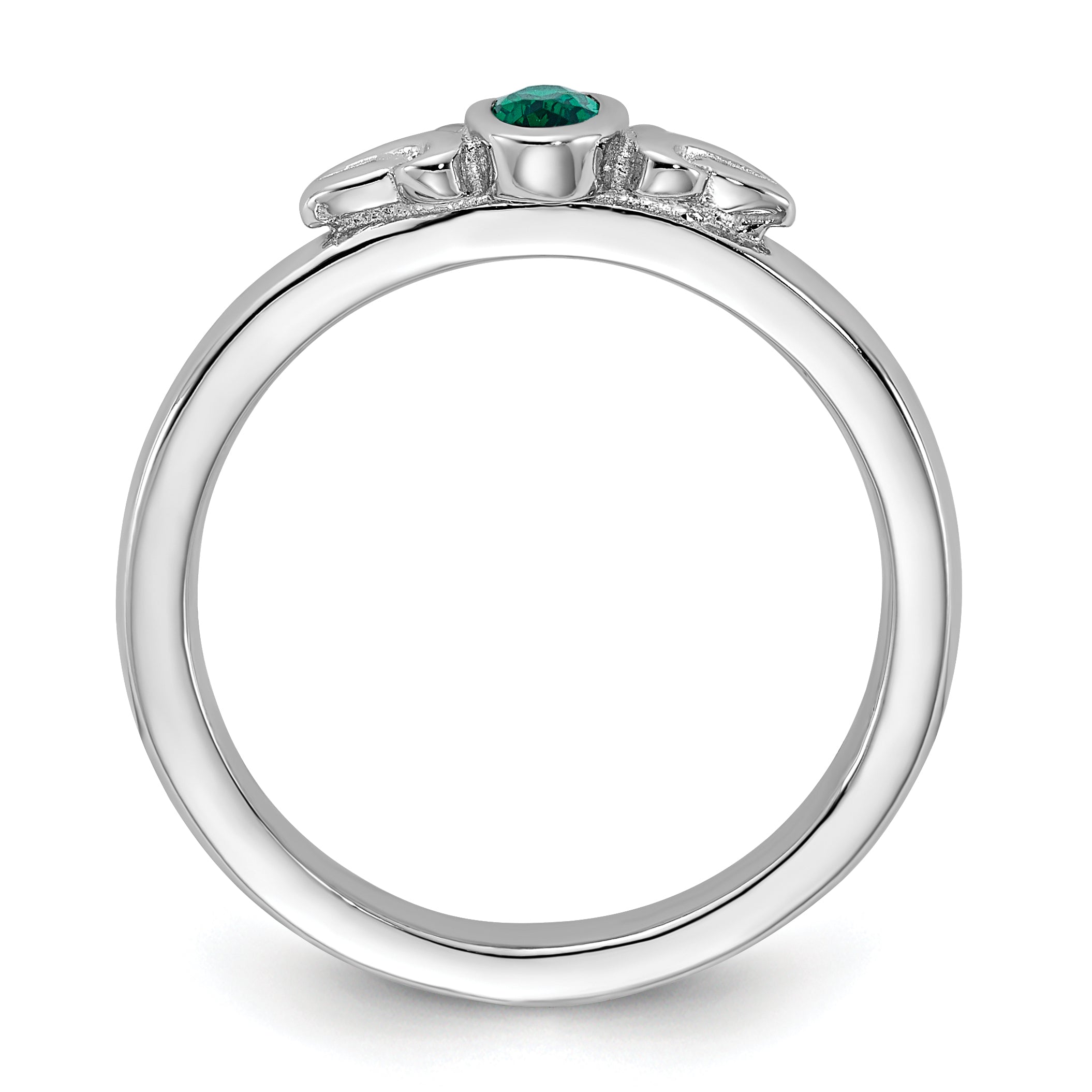 Sterling Silver Stackable Expressions Created Emerald Ring - Sophia Jewelers