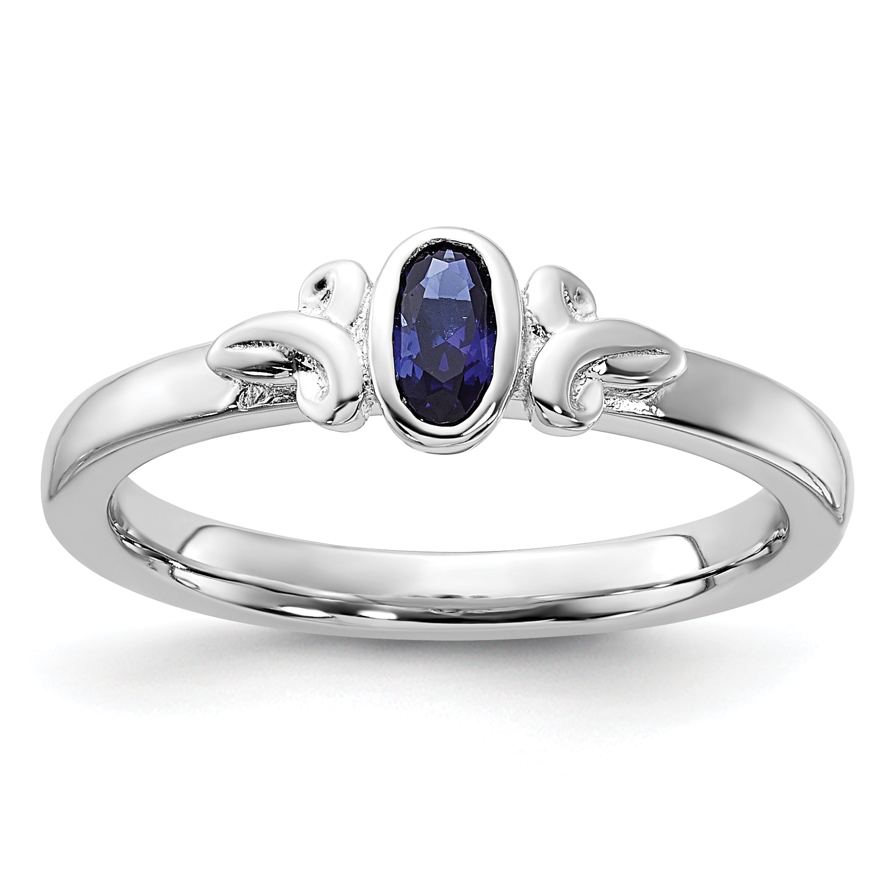 Sterling Silver Stackable Expressions Created Sapphire Ring - Sophia Jewelers