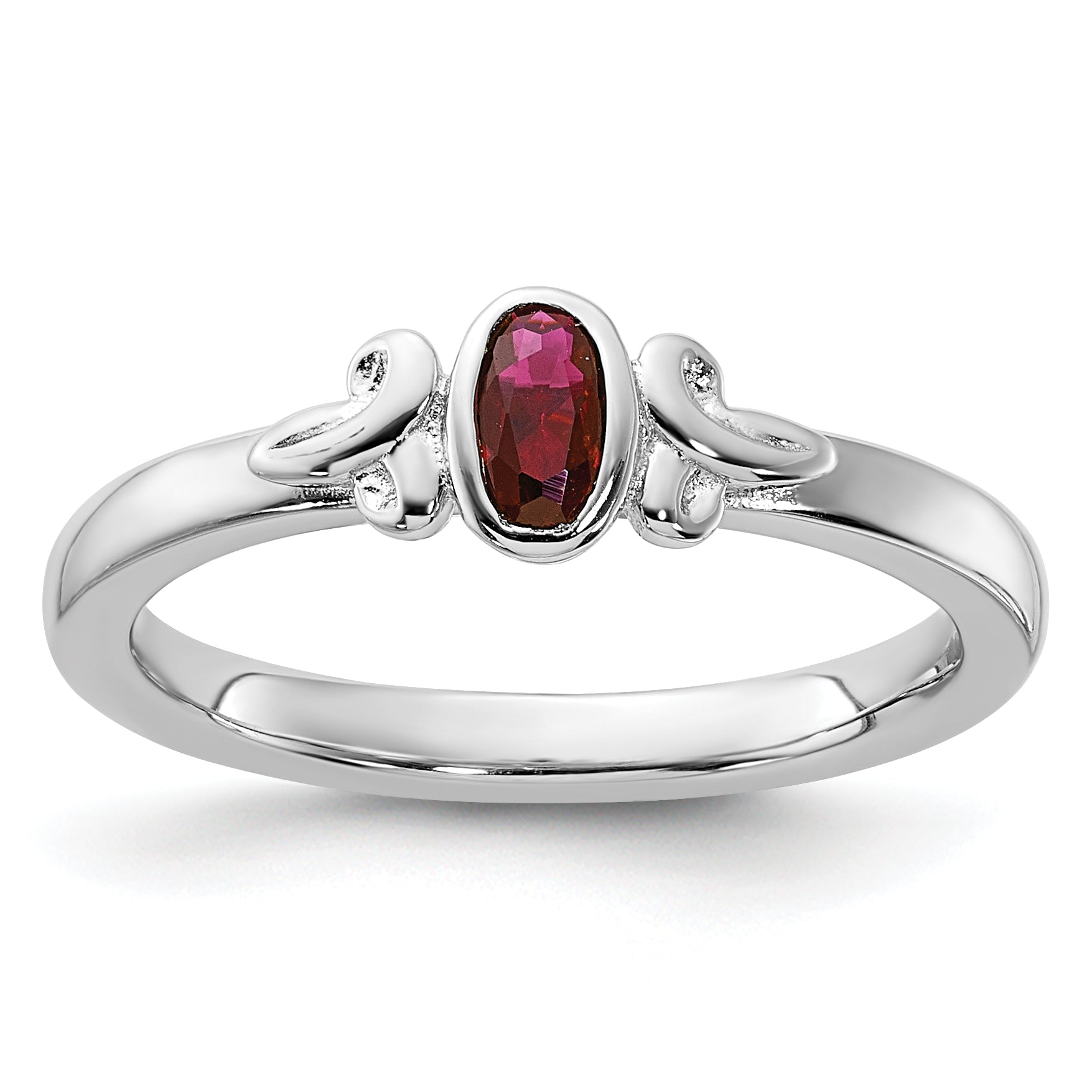 Sterling Silver Stackable Expressions Created Ruby Ring - Sophia Jewelers