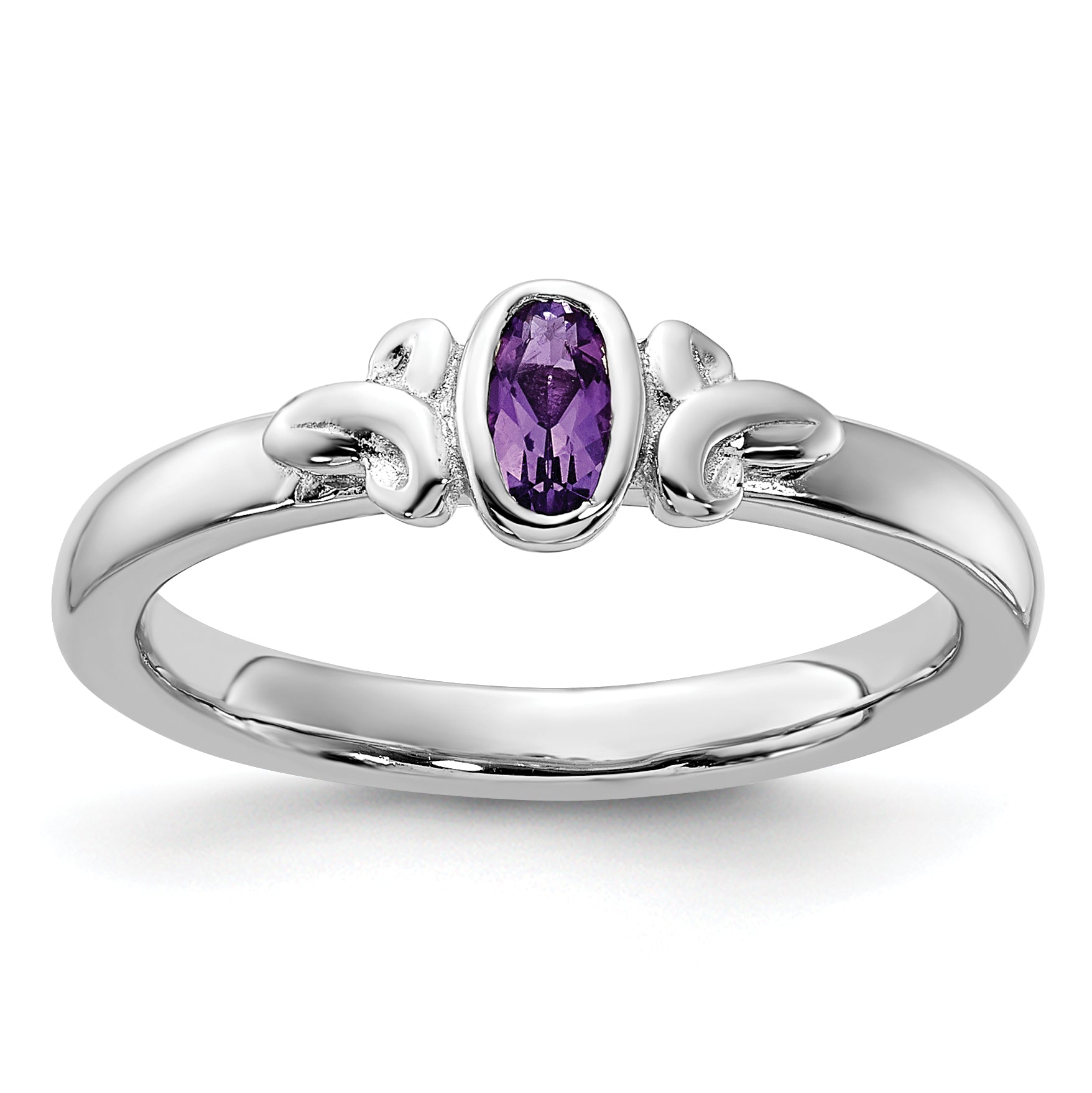 Sterling Silver Stackable Expressions Amethyst Ring - Sophia Jewelers