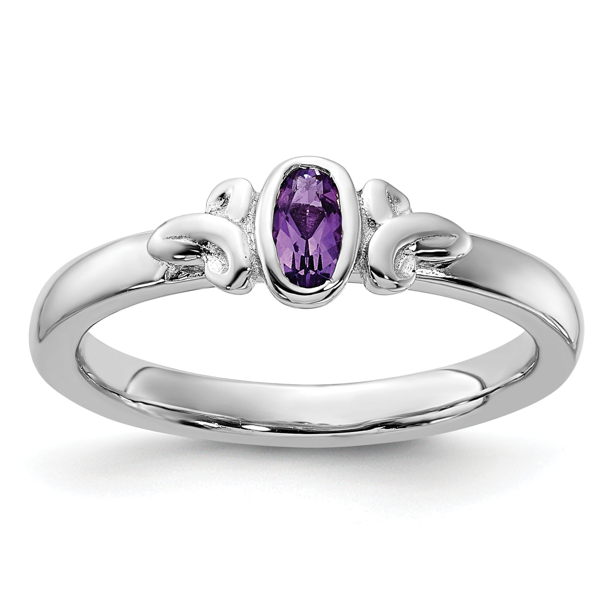 Sterling Silver Stackable Expressions Amethyst Ring - Sophia Jewelers