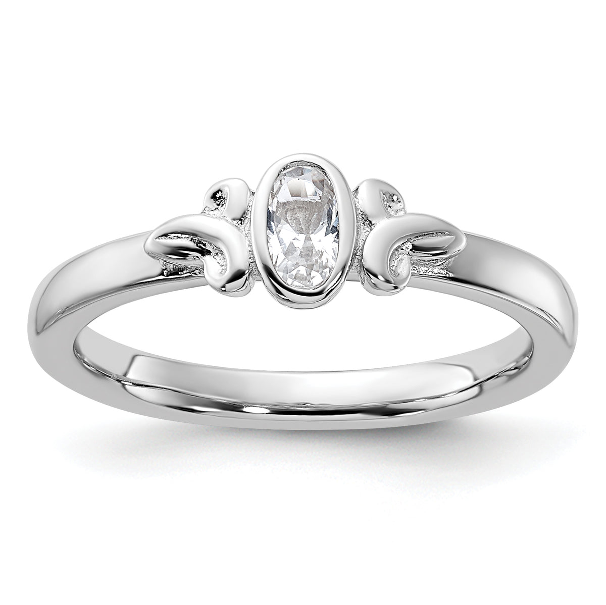 Sterling Silver Stackable Expressions Created White Sapphire Ring - Sophia Jewelers