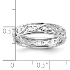 Sterling Silver Stackable Expressions Carved Band Ring - Sophia Jewelers