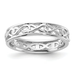 Sterling Silver Stackable Expressions Carved Band Ring - Sophia Jewelers