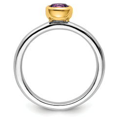 Sterling Silver Stackable Expressions w/Gold-plated Amethyst Ring - Sophia Jewelers