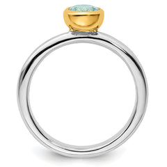 Sterling Silver Stackable Expressions w/Gold-plate Aquamarine Ring - Sophia Jewelers