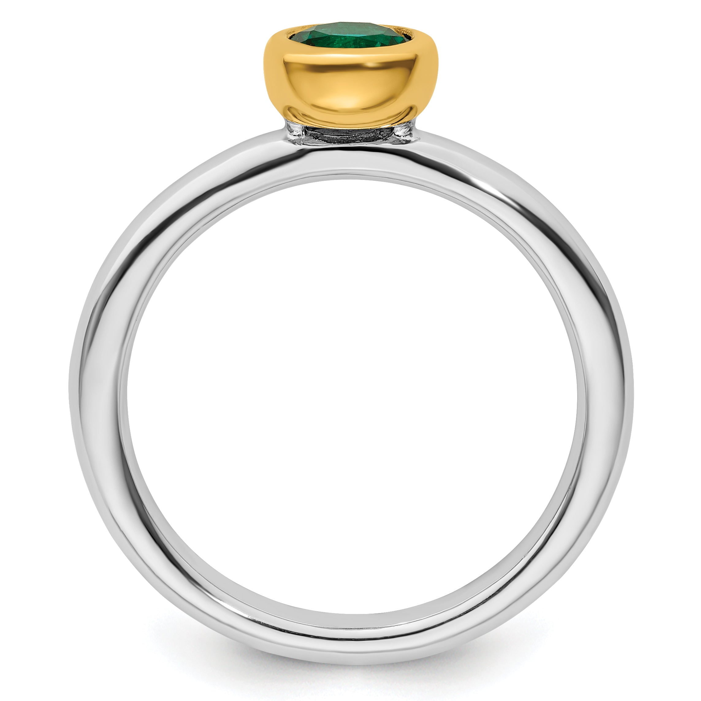 Sterling Silver Stackable Expressions w/Gold-plate Cr. Emerald Ring - Sophia Jewelers