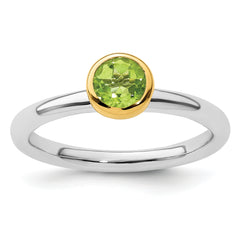 Sterling Silver Stackable Expressions w/Gold-plate Peridot Ring - Sophia Jewelers