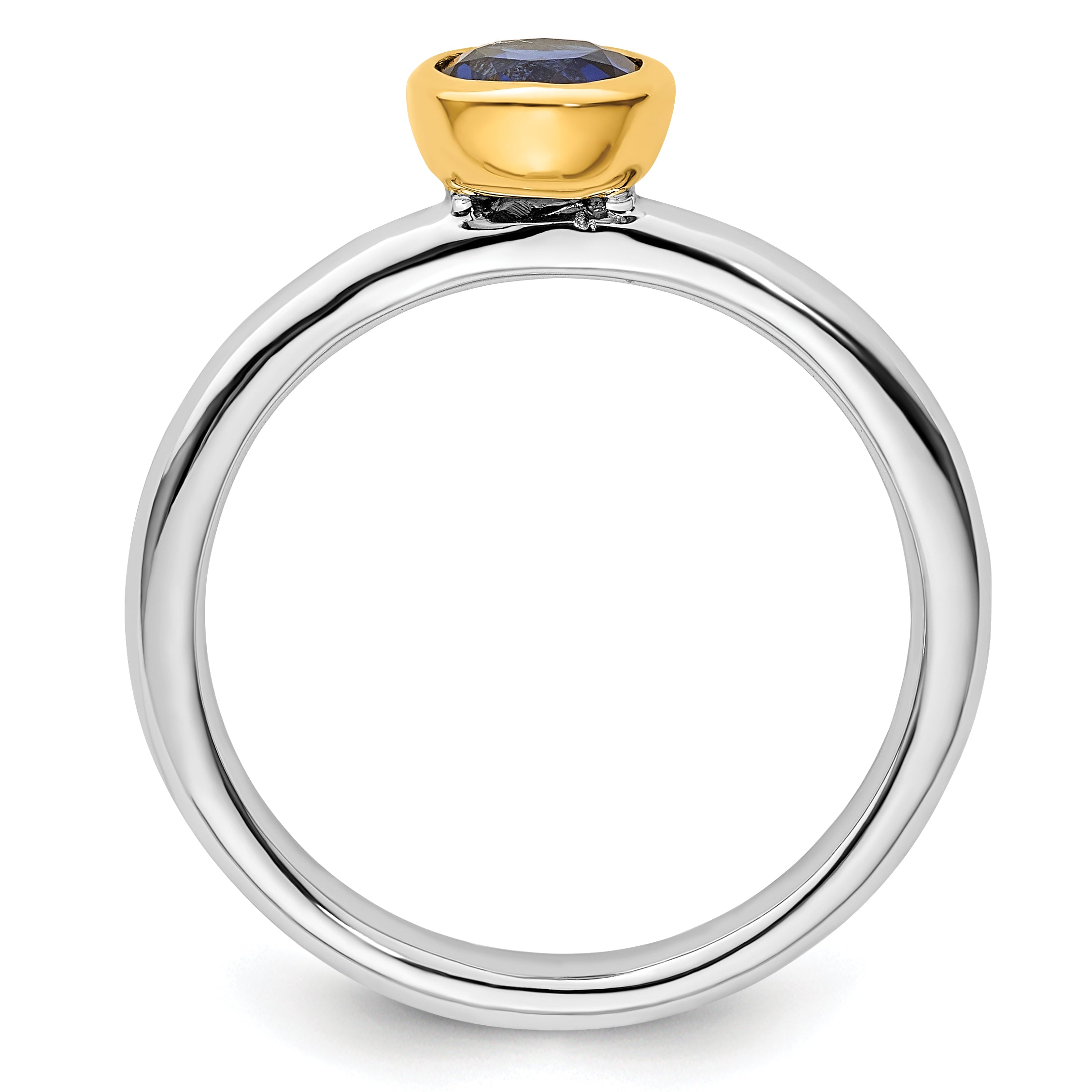 Sterling Silver Stackable Expressions w/Gold-plated Cr. Sapphire Ring - Sophia Jewelers