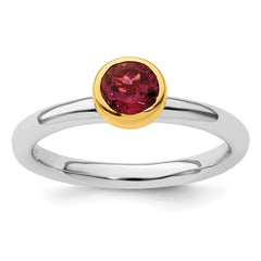 Sterling Silver Stackable Expressions w/Gold-plate P. Tourmaline Ring - Sophia Jewelers