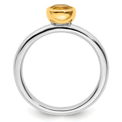 Sterling Silver Stackable Expressions w/Gold-plate Citrine Ring - Sophia Jewelers