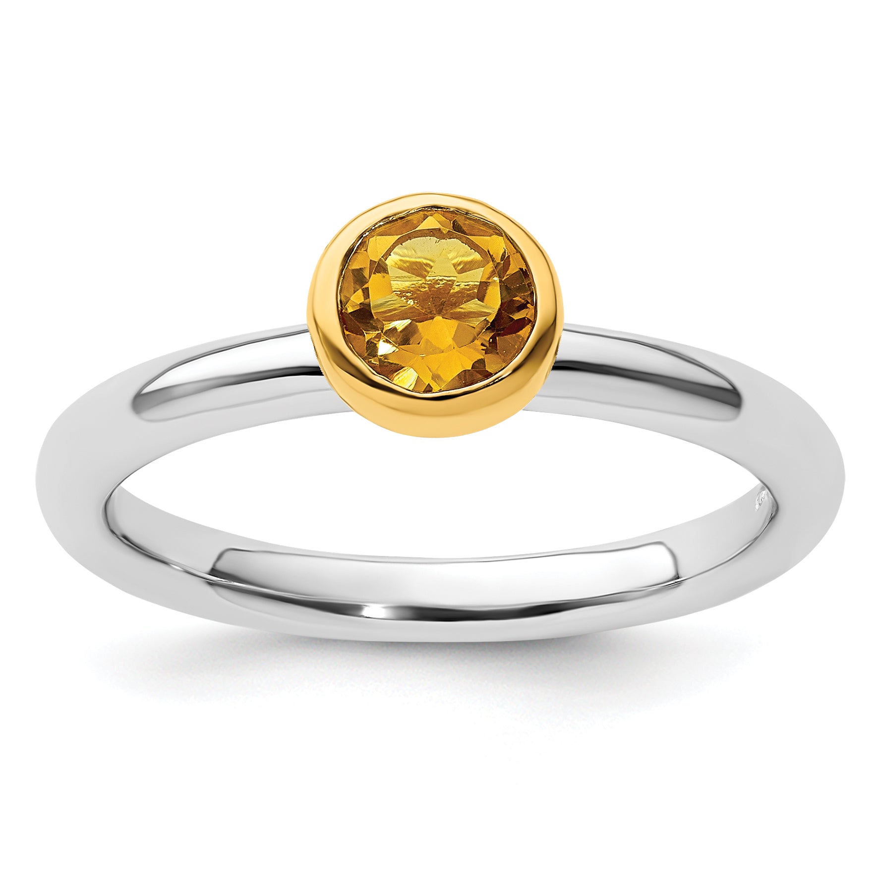 Sterling Silver Stackable Expressions w/Gold-plate Citrine Ring - Sophia Jewelers