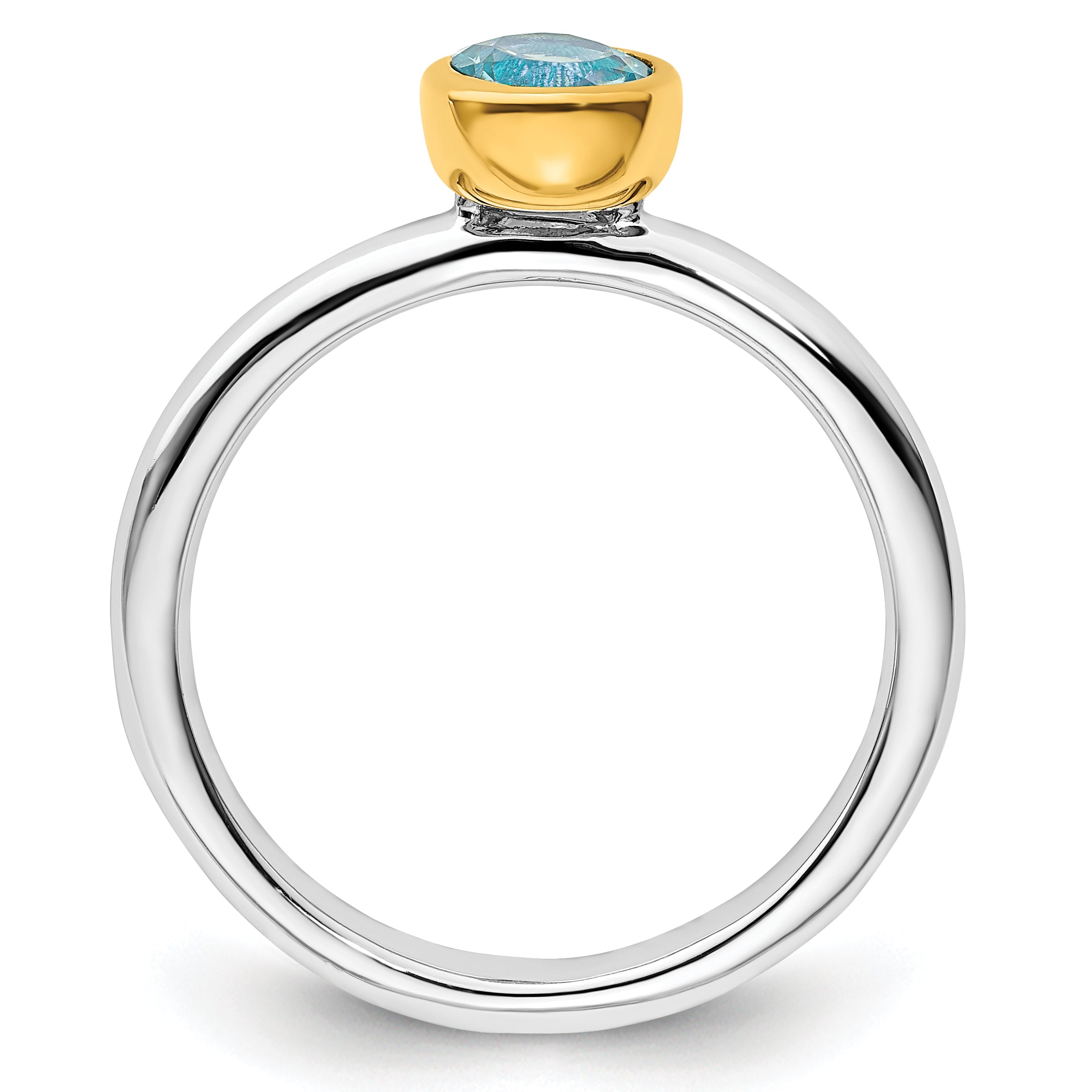 Sterling Silver Stackable Expressions w/Gold-plated Blue Topaz Ring - Sophia Jewelers