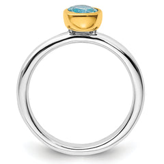 Sterling Silver Stackable Expressions w/Gold-plated Blue Topaz Ring - Sophia Jewelers