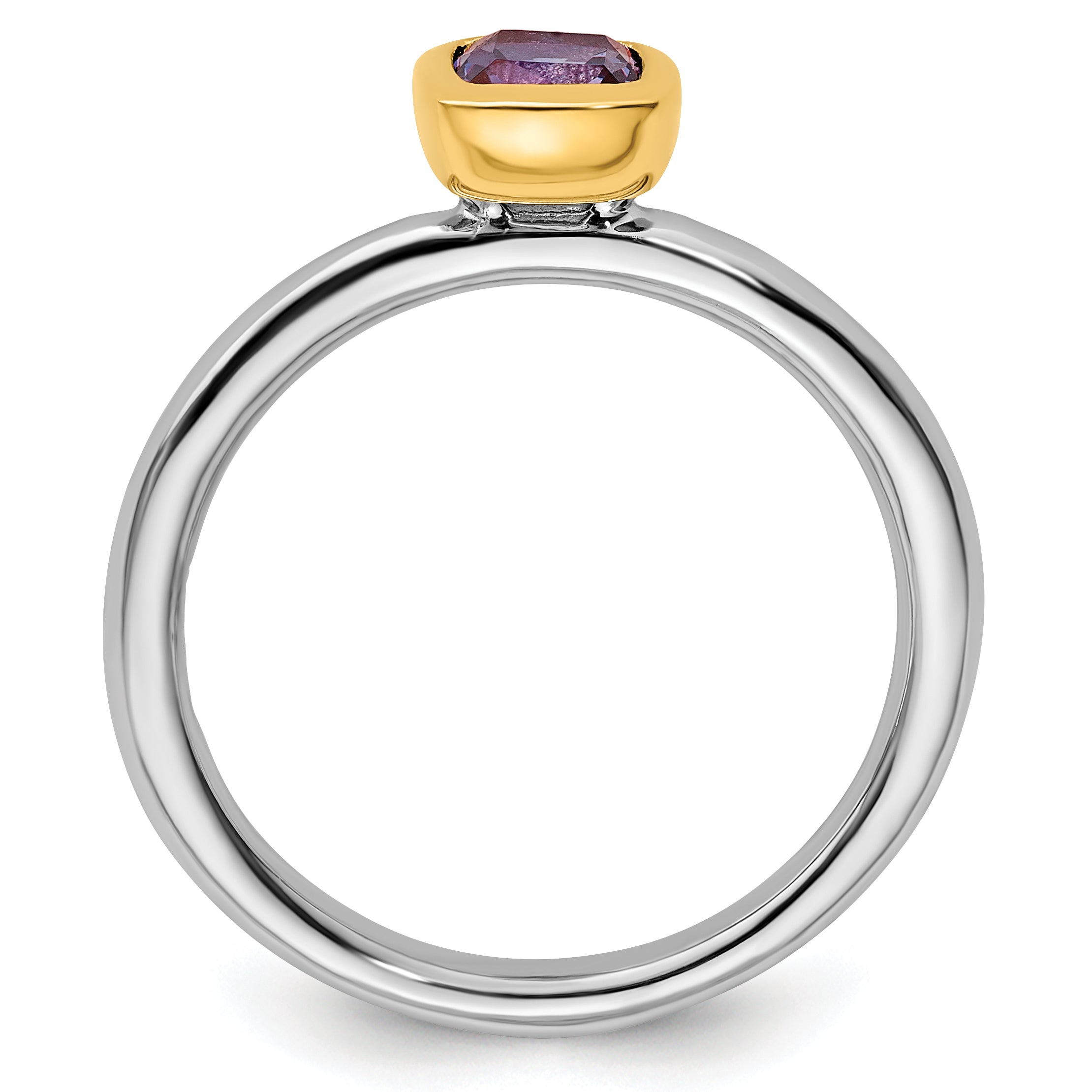 Sterling Silver Stackable Expressions w/Gold-plated Amethyst Ring - Sophia Jewelers