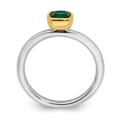 Sterling Silver Stackable Expressions w/Gold-plated Cr. Emerald Ring - Sophia Jewelers