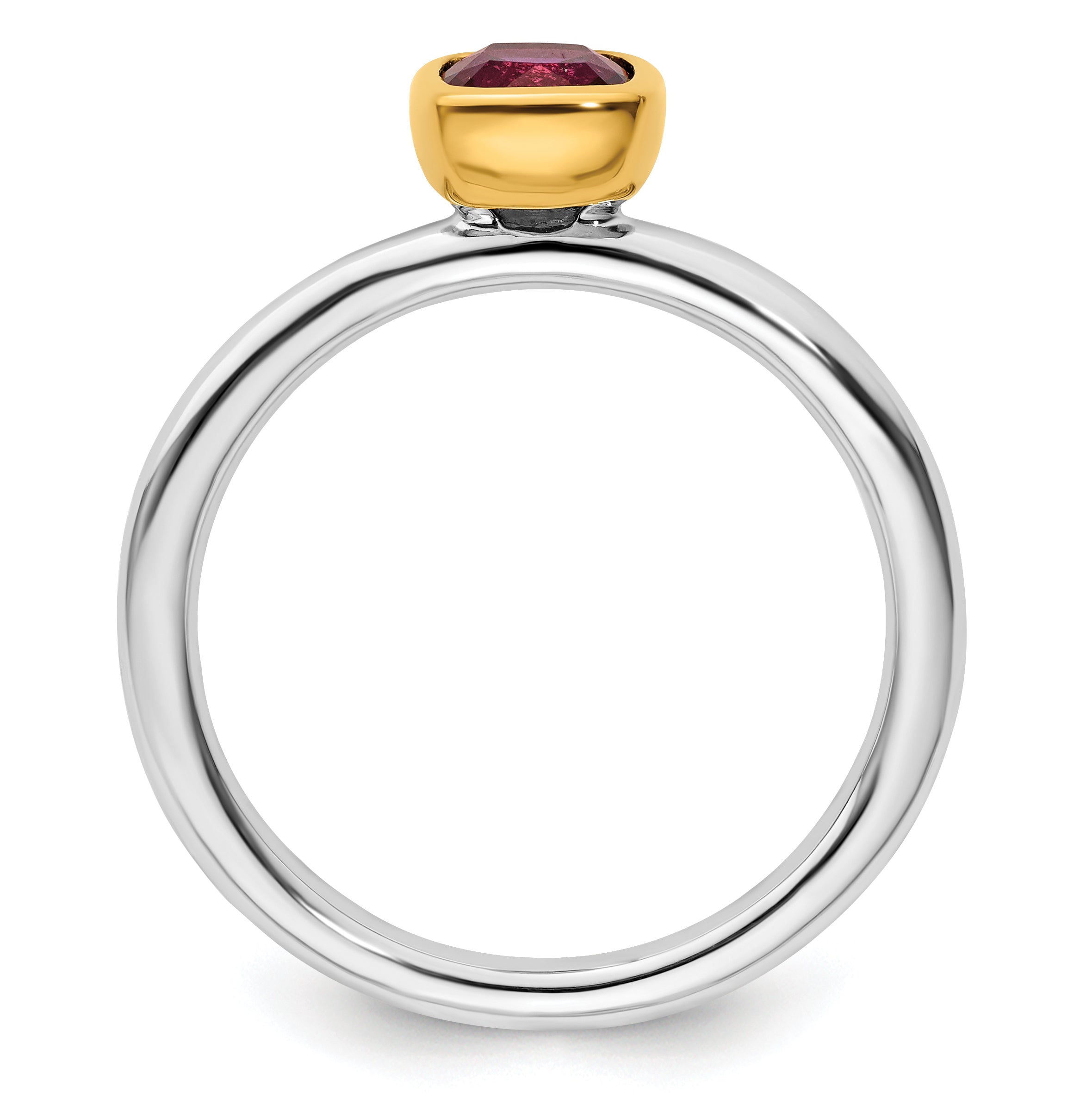 SS Stackable Expressions w/Gold-plated Rhodolite Garnet Ring - Sophia Jewelers