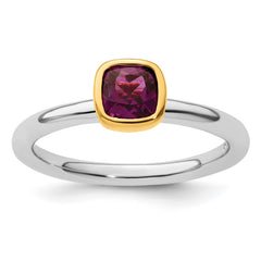 SS Stackable Expressions w/Gold-plated Rhodolite Garnet Ring - Sophia Jewelers