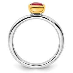 Sterling Silver Stackable Expressions w/Gold-plated Cr. Ruby Ring - Sophia Jewelers