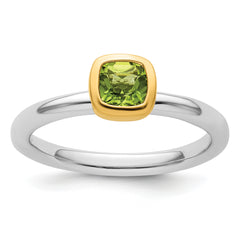 Sterling Silver Stackable Expressions w/Gold-plate Peridot Ring - Sophia Jewelers