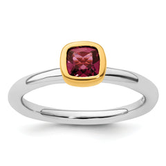 Sterling Silver Stackable Expressions w/Gold-plated P.Tourmaline Ring - Sophia Jewelers