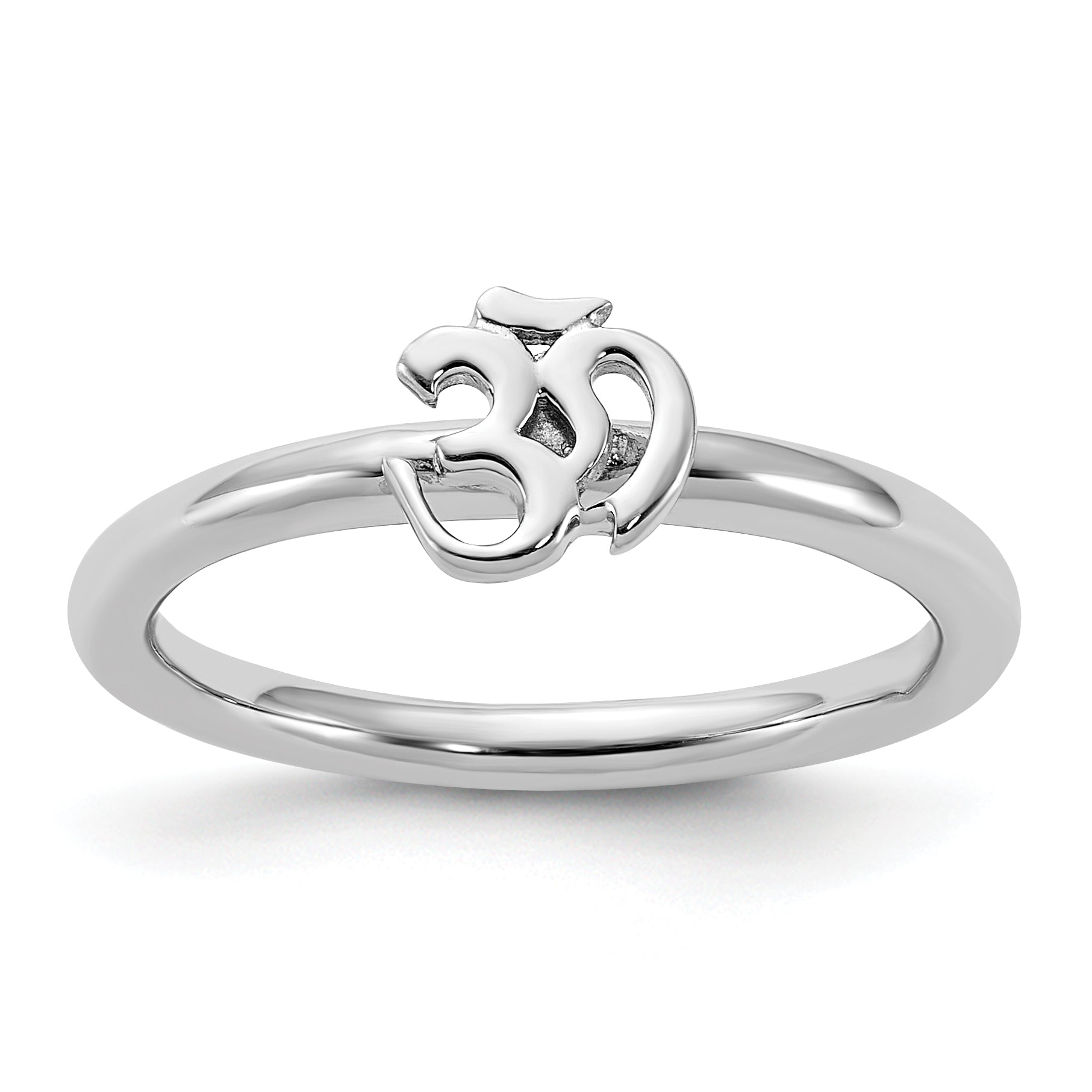 Sterling Silver Stackable Expressions Rhodium Ohm Ring - Sophia Jewelers