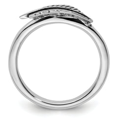 Sterling Silver Stackable Expressions Antiqued Feather Ring - Sophia Jewelers