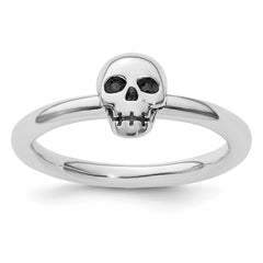 Sterling Silver Stackable Expressions Antiqued Skull Ring - Sophia Jewelers