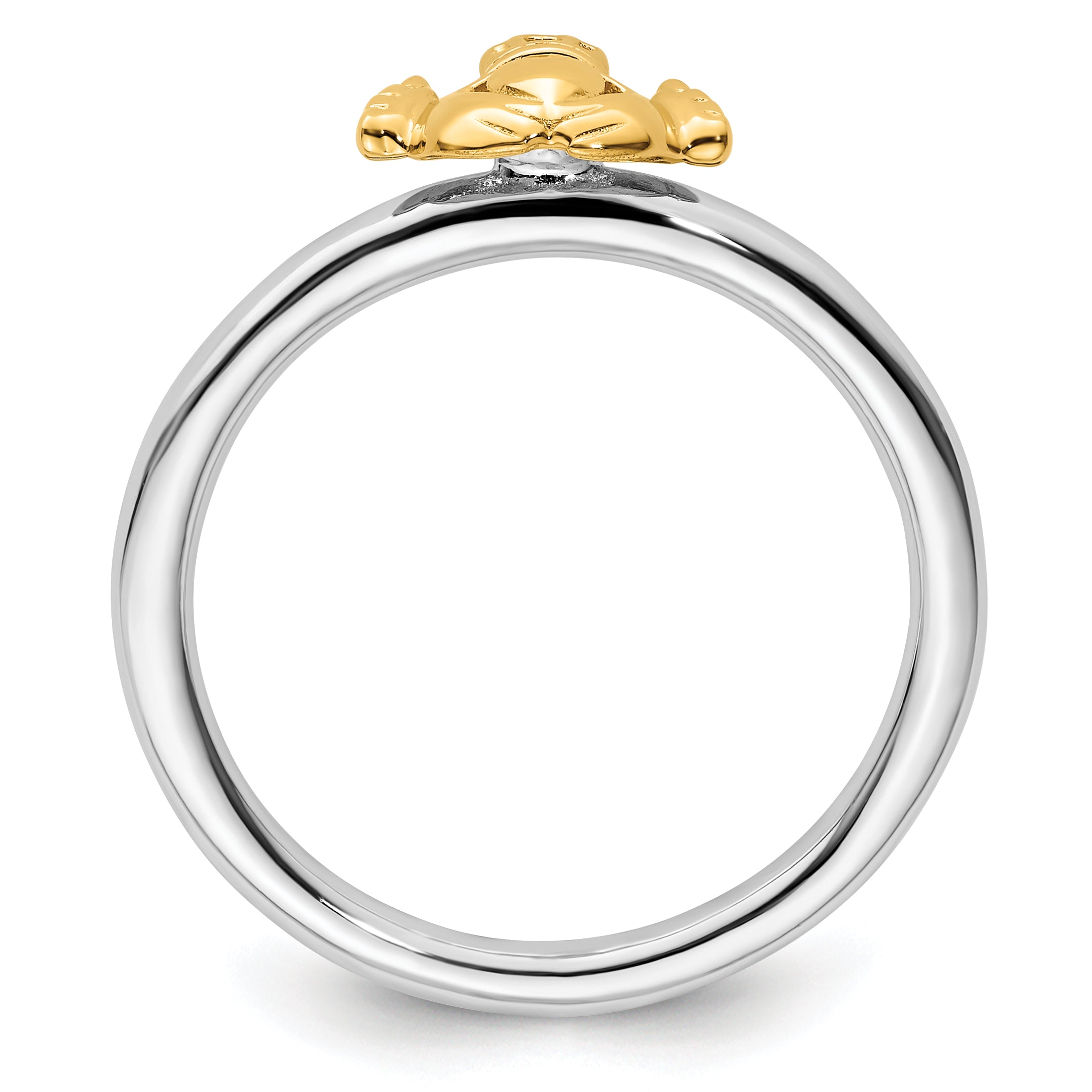 Sterling Silver Stackable Expressions Yellow-plated Claddagh Ring - Sophia Jewelers