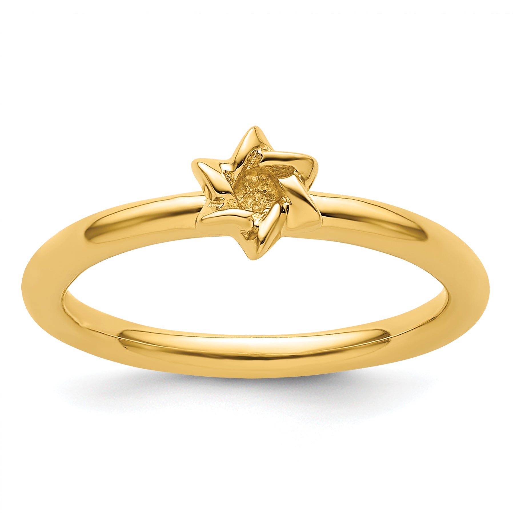 Sterling Silver Stackable Expressions Yellow-plated Star of David Ring - Sophia Jewelers