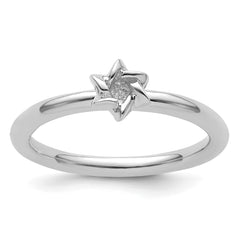 Sterling Silver Stackable Expressions Rhodium Star of David Ring - Sophia Jewelers