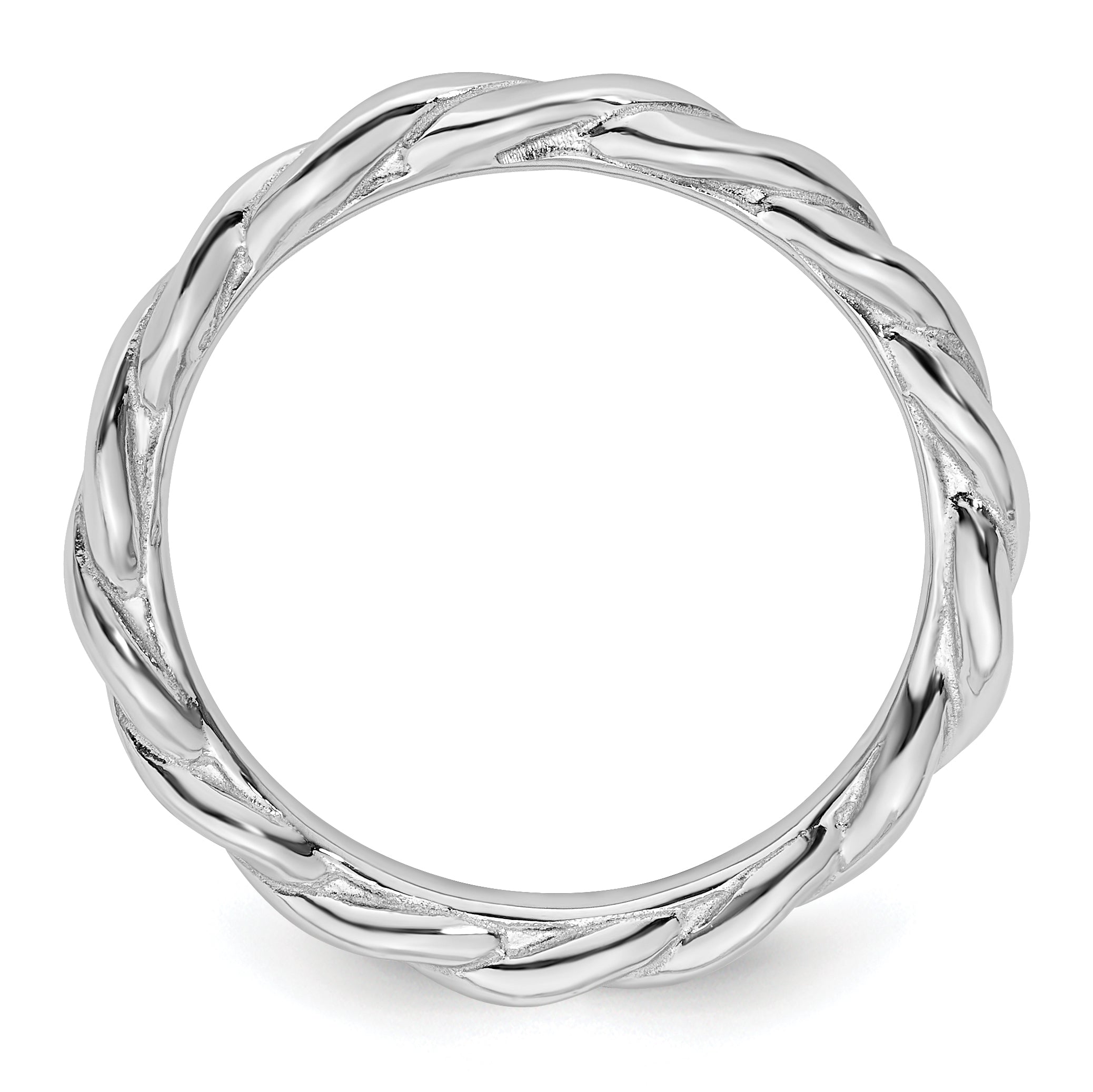 Sterling Silver Stackable Expressions Rhodium Twist Ring - Sophia Jewelers