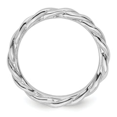 Sterling Silver Stackable Expressions Rhodium Twist Ring - Sophia Jewelers