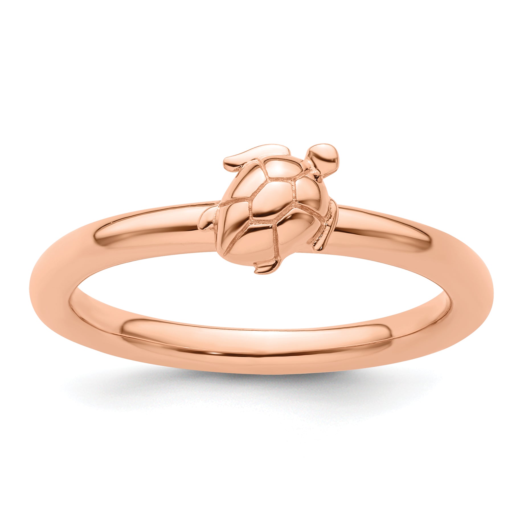 Sterling Silver Stackable Expressions Pink-plated Turtle Ring - Sophia Jewelers