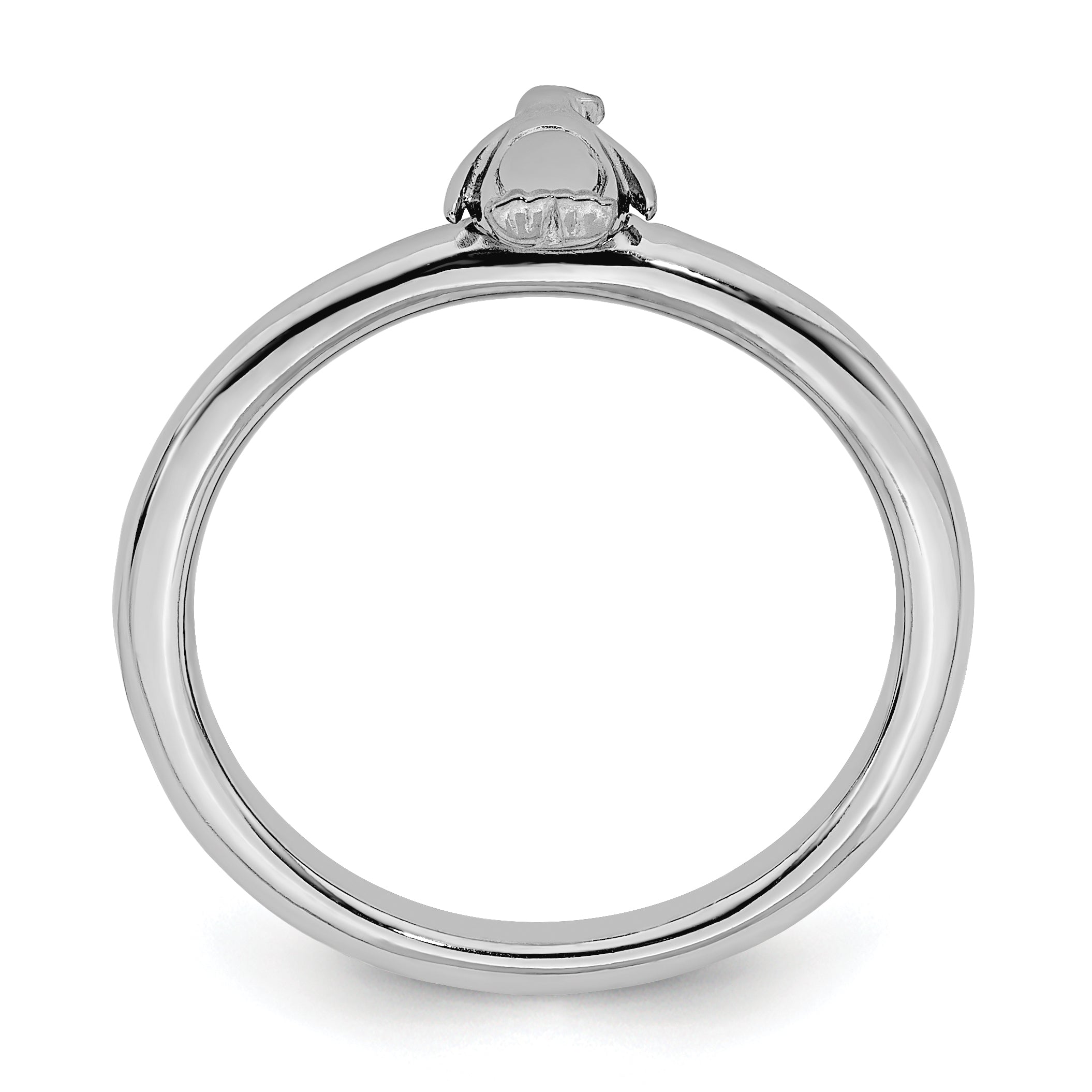 Sterling Silver Stackable Expressions Rhodium Penguin Ring - Sophia Jewelers