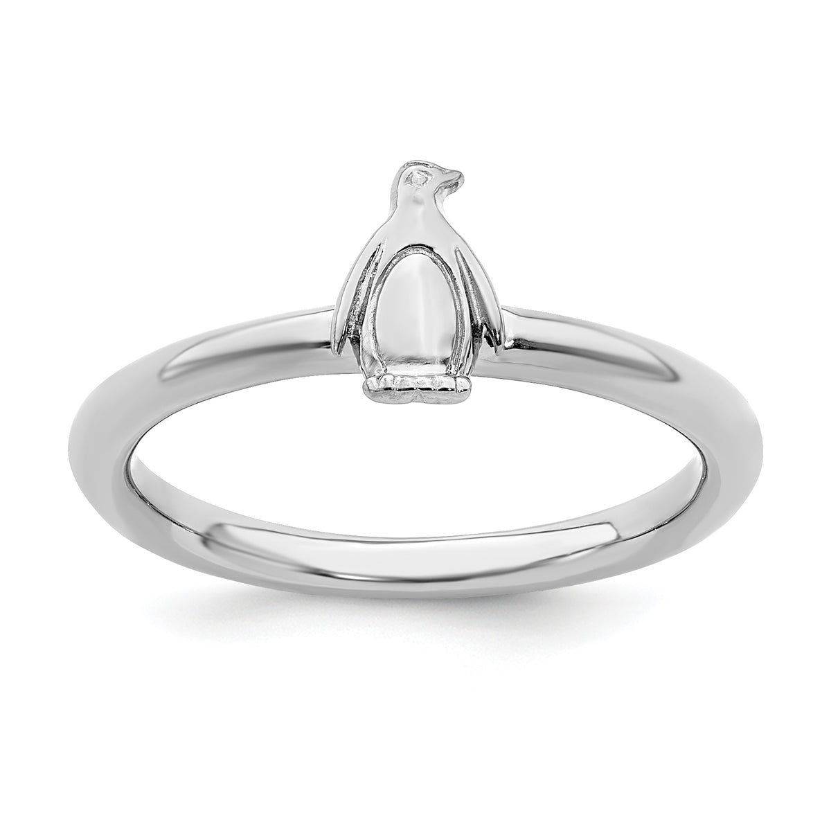 Sterling Silver Stackable Expressions Rhodium Penguin Ring - Sophia Jewelers