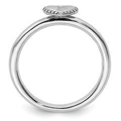 Sterling Silver Stackable Expressions Rhodium Heart Padlock Ring - Sophia Jewelers