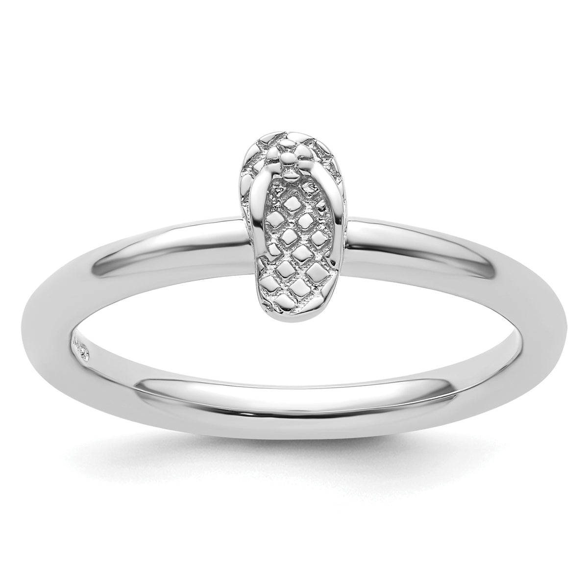 Sterling Silver Stackable Expressions Rhodium Flip Flop Ring - Sophia Jewelers