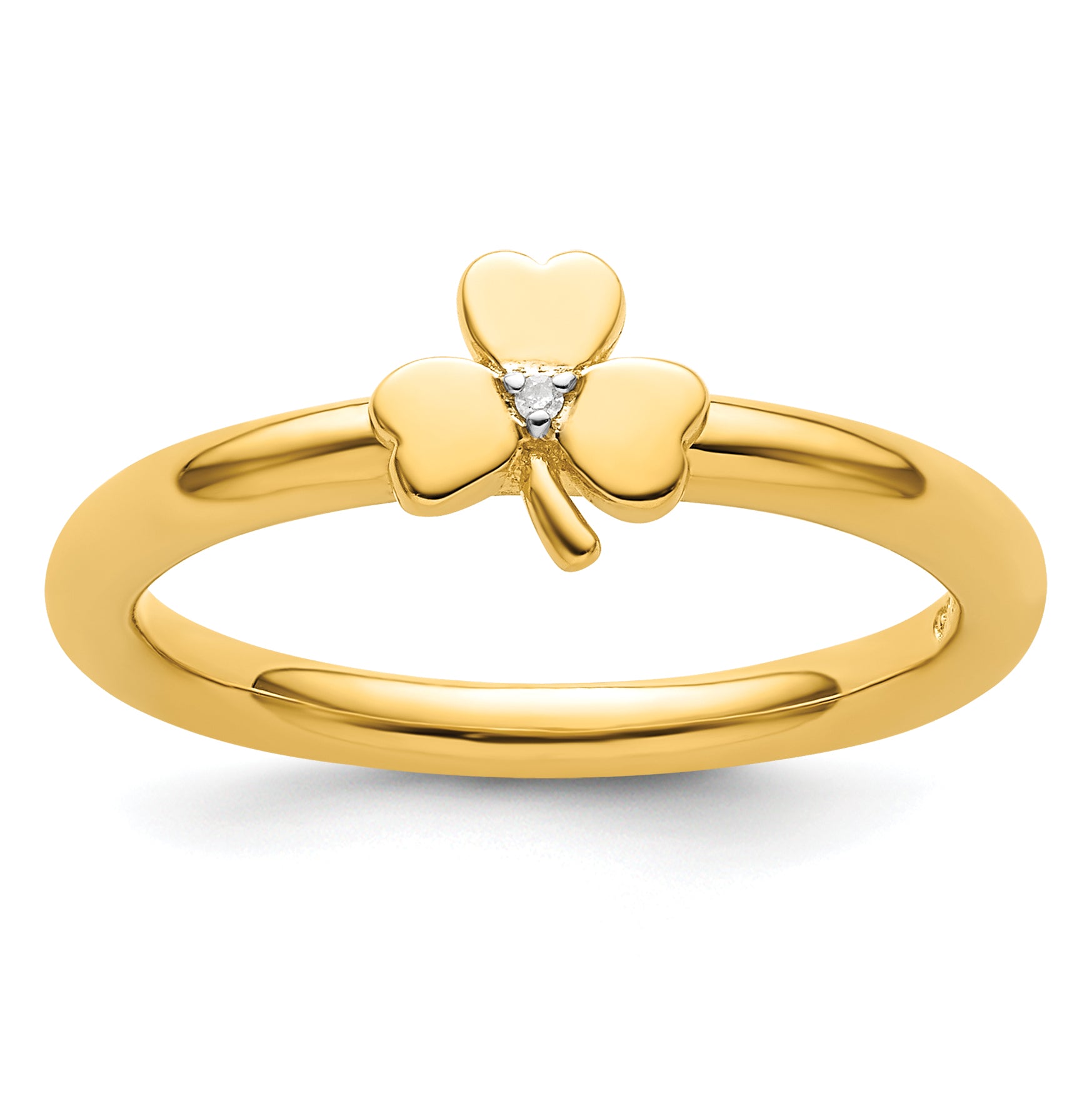 Sterling Silver Stackable Expressions Yellow-plated Dia. Clover Ring - Sophia Jewelers