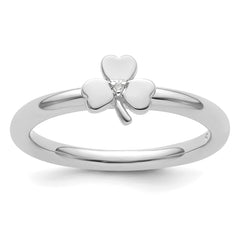 Sterling Silver Stackable Expressions Rhodium Diamond Clover Ring - Sophia Jewelers